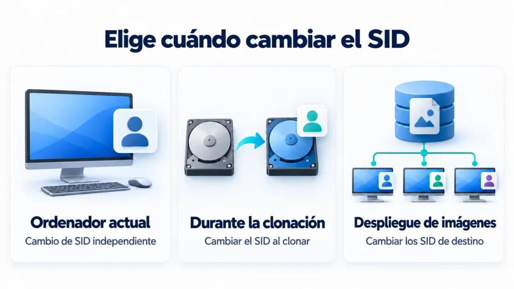 escenarios de flujo de trabajo de cambio de SID