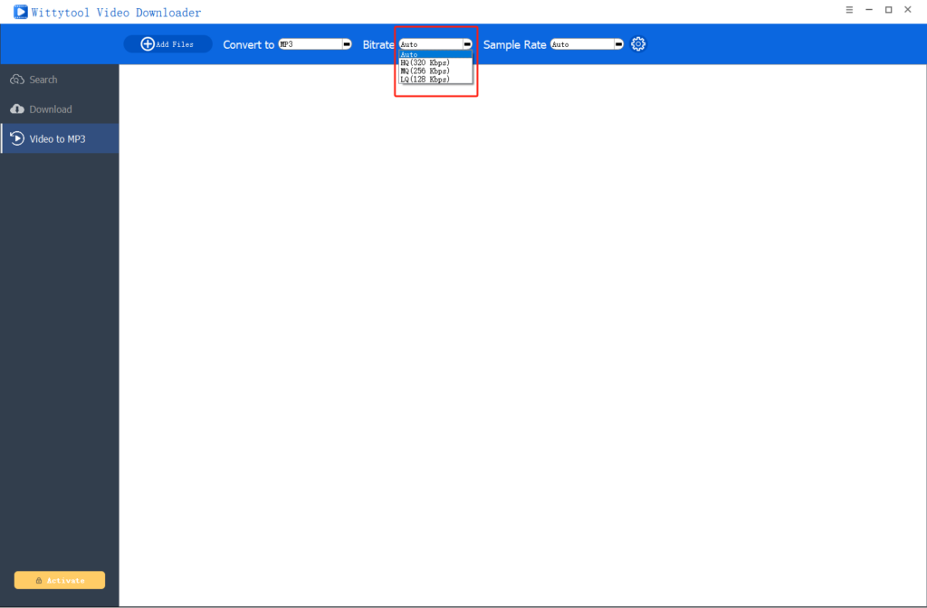 Adjust Bitrate and Sample Rate
