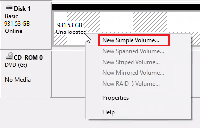create new volume