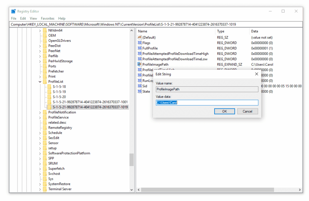 SID Windows 10 über die Registrierungsbearbeitung ändern