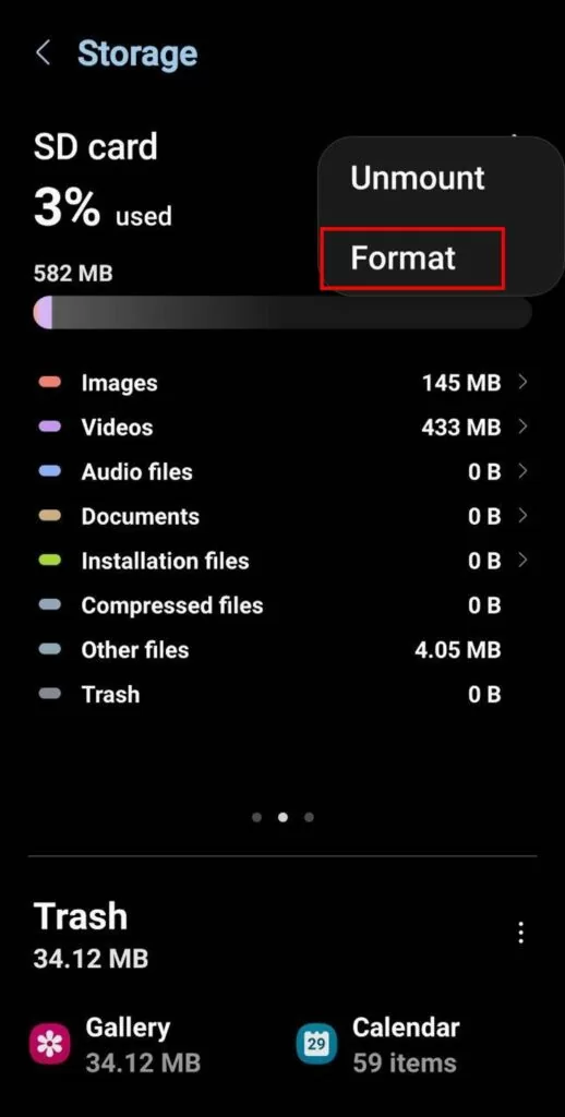 format sd card android