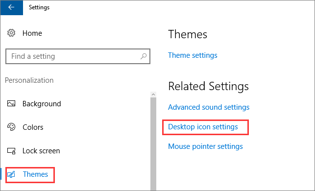 desktop icon settings