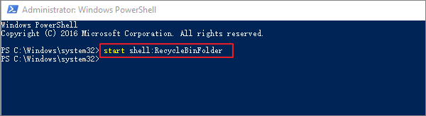 open recycle bin powershell
