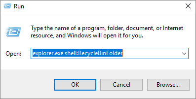 open recycle bin run