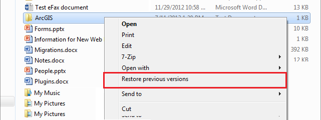 restore previous versions