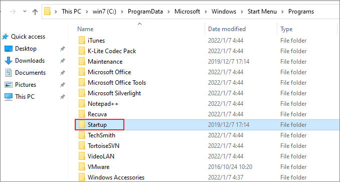 Startup Folder Location system wide