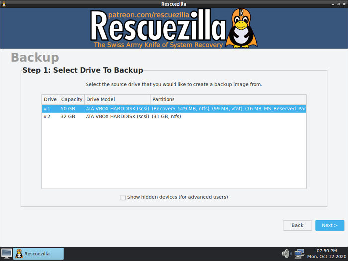 select the destination disk