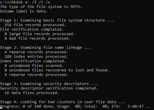 run chkdsk