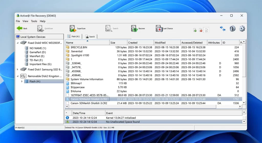 active file recovery