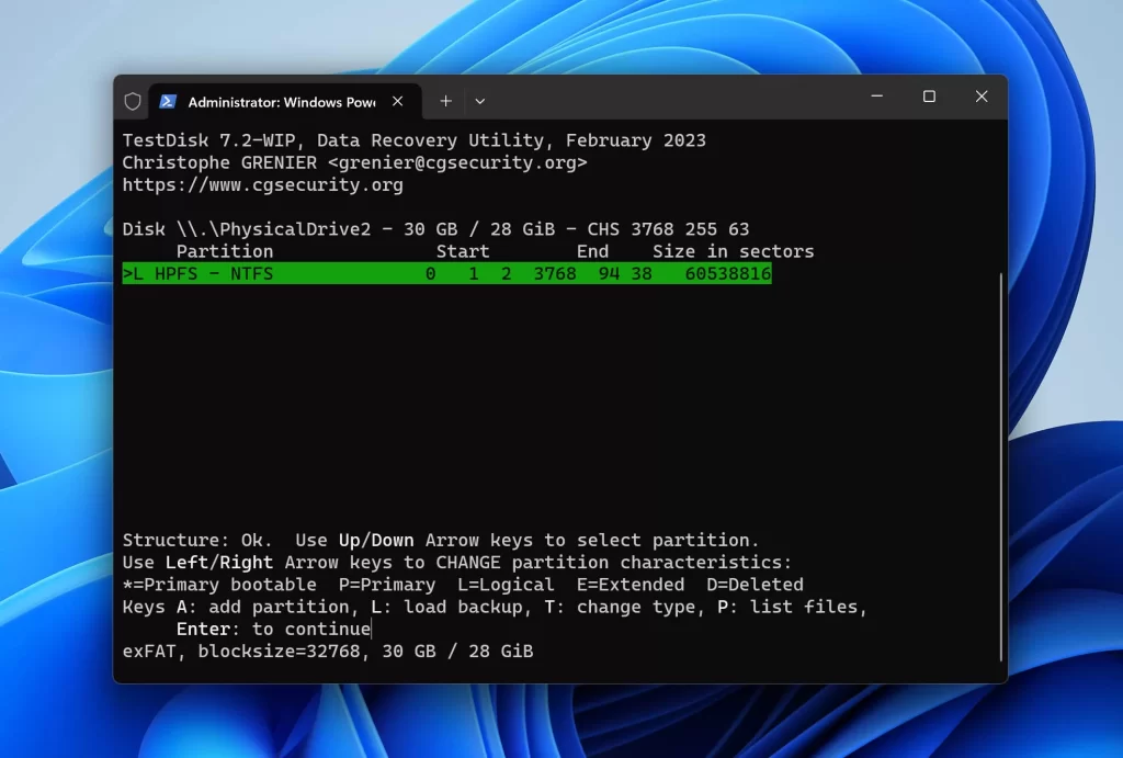 testdisk