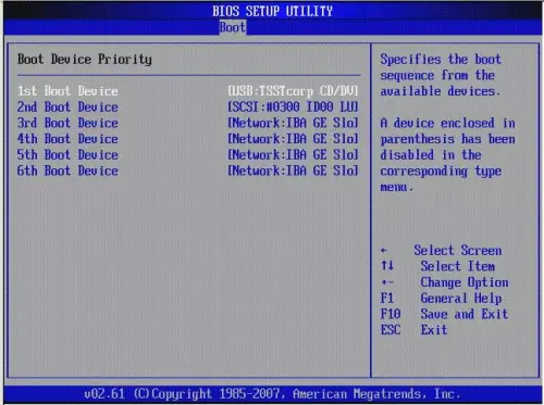 change bios boot order