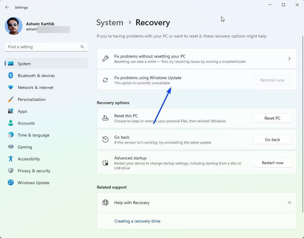 fix issues using windows update