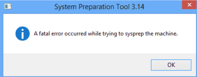 Fatal Error when running sysprep