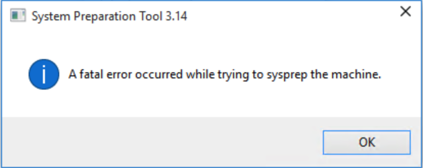 fatal error loop sysprep